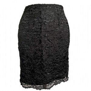 Vintage Black Lace Lined Pencil Skirt - XS